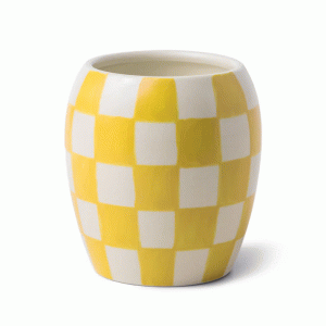 CM1106EU Checkmate Checkered Porcelain Candle 311g - Orchre - Golden Amber